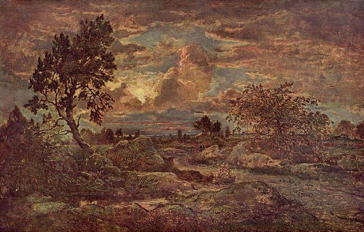 Theodore Rousseau Sonnenuntergang bei Arbonne Spain oil painting art